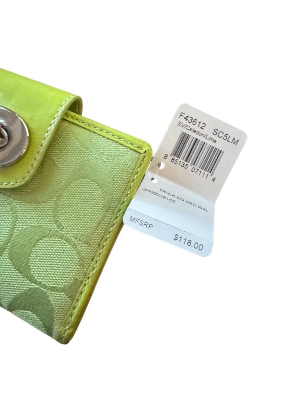 Coach Penelope Y2K Signature Lime Green Bi-fold Wallet- Rare - NWT - Picture 3 of 9